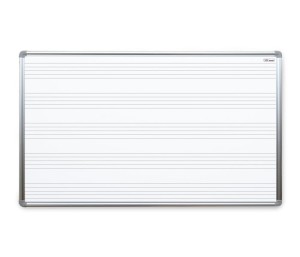 Tablica suchościeralna magnetyczna biała 170x100 cm z nadrukiem - pięciolinia